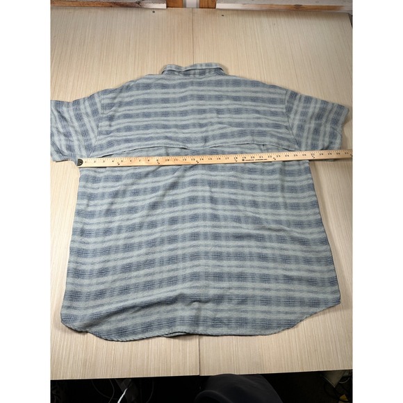 REI Fishing Shirt Mens XL Gray Striped Mesh Lined Pockets Short Sleeve Button-Up - Picture 5 of 5